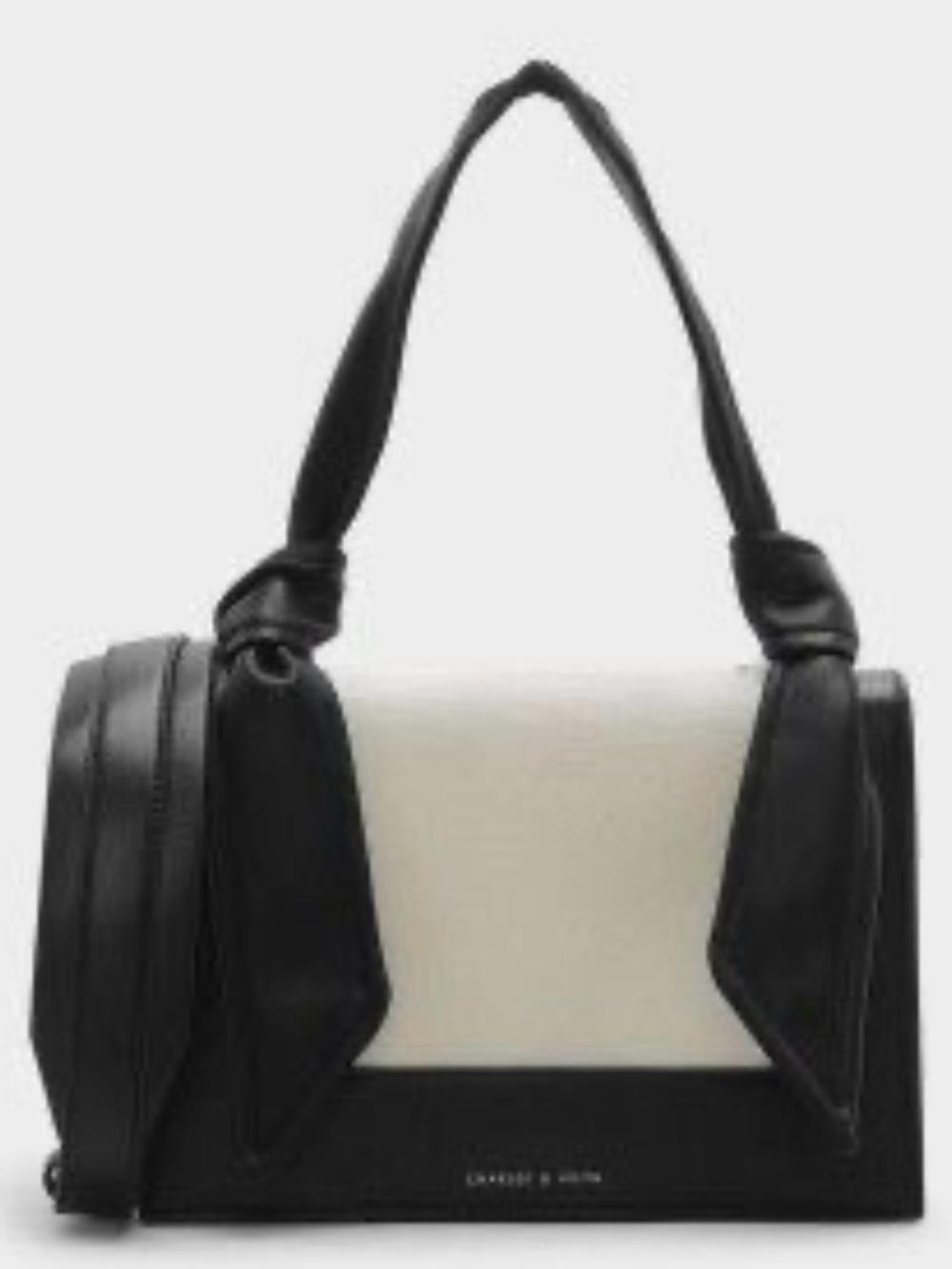 Charles & Keith Black and Cream Structured Shoulder Bag